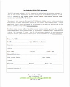 Pre-Authorized (PAD) Agreement - Kenaston